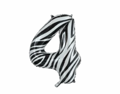 Folie Ballon Cijfer 4 Zebra XL 86cm Leeg