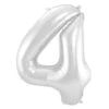 Folie Ballon Cijfer 4 Zilver Metallic XL 86cm Leeg -Feestartikelen Winkel folie ballon cijfer 4 zilver metallic xl 86cm leeg