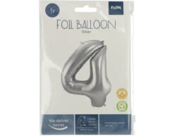 Folie Ballon Cijfer 4 Zilver Metallic XL 86cm Leeg -Feestartikelen Winkel folie ballon cijfer 4 zilver metallic xl 86cm leeg 2