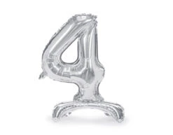 Folie Ballon Cijfer 4 Zilver Standaard Leeg 70cm