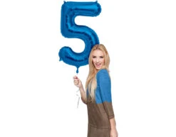 Folie Ballon Cijfer 5 Blauw Metallic XL 86cm Leeg -Feestartikelen Winkel folie ballon cijfer 5 blauw metallic xl 86cm leeg 1