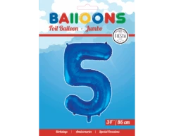 Folie Ballon Cijfer 5 Blauw XL 86cm Leeg -Feestartikelen Winkel folie ballon cijfer 5 blauw xl 86cm leeg 1