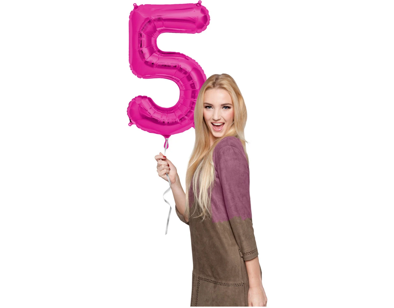 Folie Ballon Cijfer 5 Fuchsia Metallic XL 86cm Leeg 4 Folie Ballon Cijfer 5 Fuchsia Metallic XL 86cm Leeg - Afbeelding 2