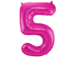Folie Ballon Cijfer 5 Fuchsia Metallic XL 86cm Leeg