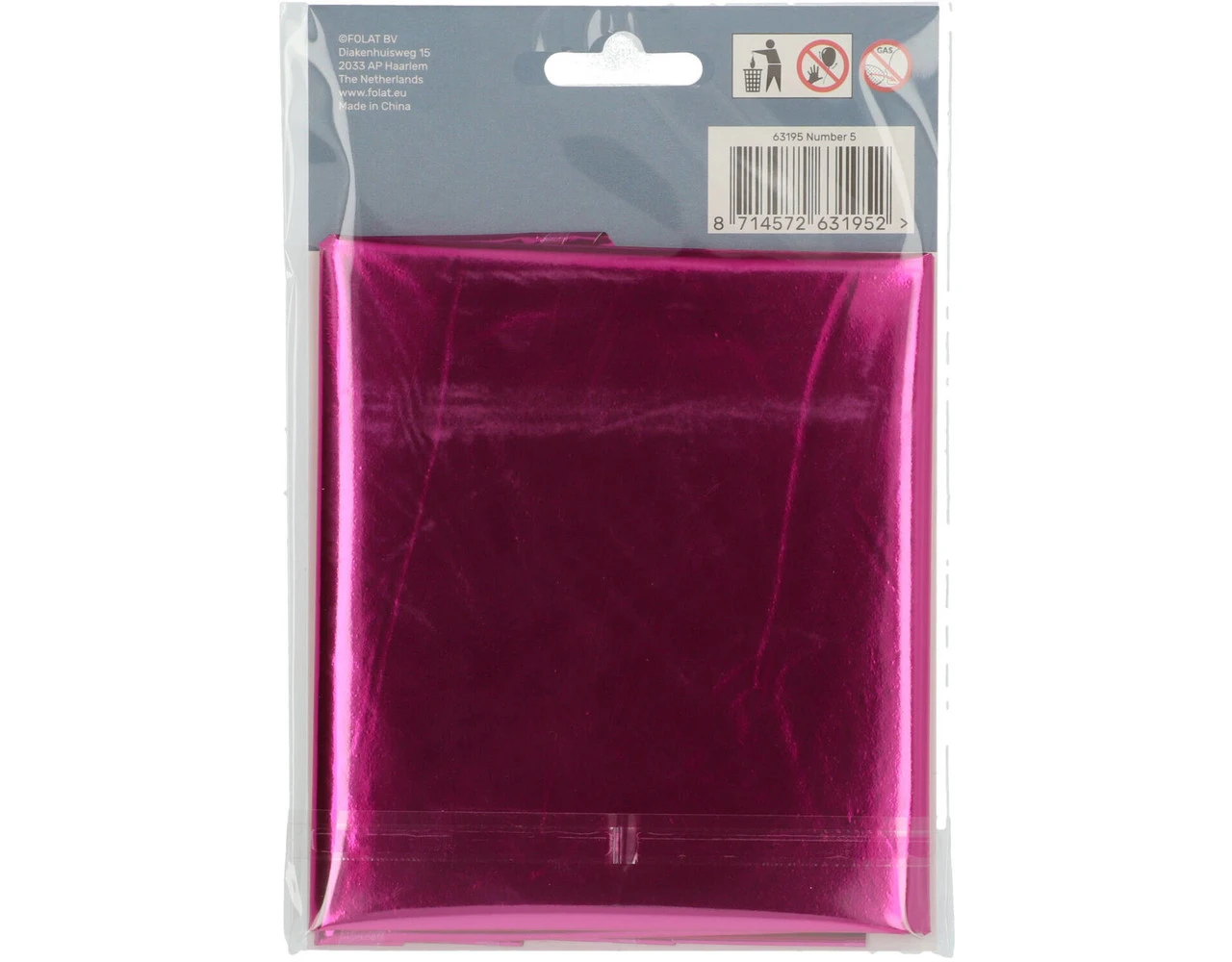 Folie Ballon Cijfer 5 Fuchsia Metallic XL 86cm Leeg 7 Folie Ballon Cijfer 5 Fuchsia Metallic XL 86cm Leeg - Afbeelding 5