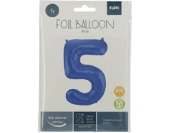 Folie Ballon Cijfer 5 Mat Blauw XL 86cm Leeg -Feestartikelen Winkel folie ballon cijfer 5 mat blauw xl 86cm leeg 2