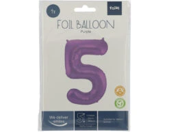 Folie Ballon Cijfer 5 Mat Paars XL 86cm Leeg -Feestartikelen Winkel folie ballon cijfer 5 mat paars xl 86cm leeg 1