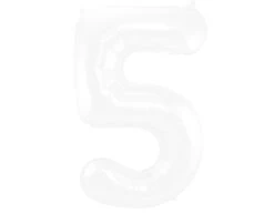 Folie Ballon Cijfer 5 Mat Wit XL 86cm Leeg