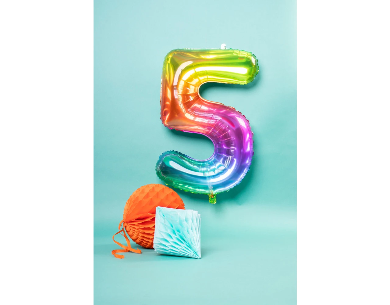 Folie Ballon Cijfer 5 Regenboog XL 81cm Leeg 4 Folie Ballon Cijfer 5 Regenboog XL 81cm Leeg - Afbeelding 2