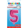 Folie Ballon Cijfer 5 Roze 41cm Met Rietje -Feestartikelen Winkel folie ballon cijfer 5 roze 41cm met rietje