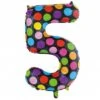 Folie Ballon Cijfer 5 Stippen XL 86cm Leeg -Feestartikelen Winkel folie ballon cijfer 5 stippen xl 86cm leeg