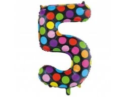 Folie Ballon Cijfer 5 Stippen XL 86cm Leeg