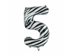 Folie Ballon Cijfer 5 Zebra XL 86cm Leeg