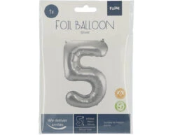 Folie Ballon Cijfer 5 Zilver Metallic XL 86cm Leeg -Feestartikelen Winkel folie ballon cijfer 5 zilver metallic xl 86cm leeg 2