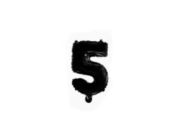 Folie Ballon Cijfer 5 Zwart 41cm Met Rietje