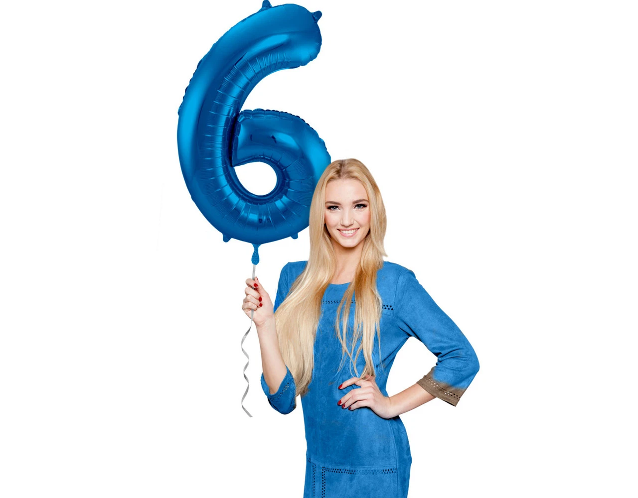 Folie Ballon Cijfer 6 Blauw Metallic XL 86cm Leeg 4 Folie Ballon Cijfer 6 Blauw Metallic XL 86cm Leeg - Afbeelding 2