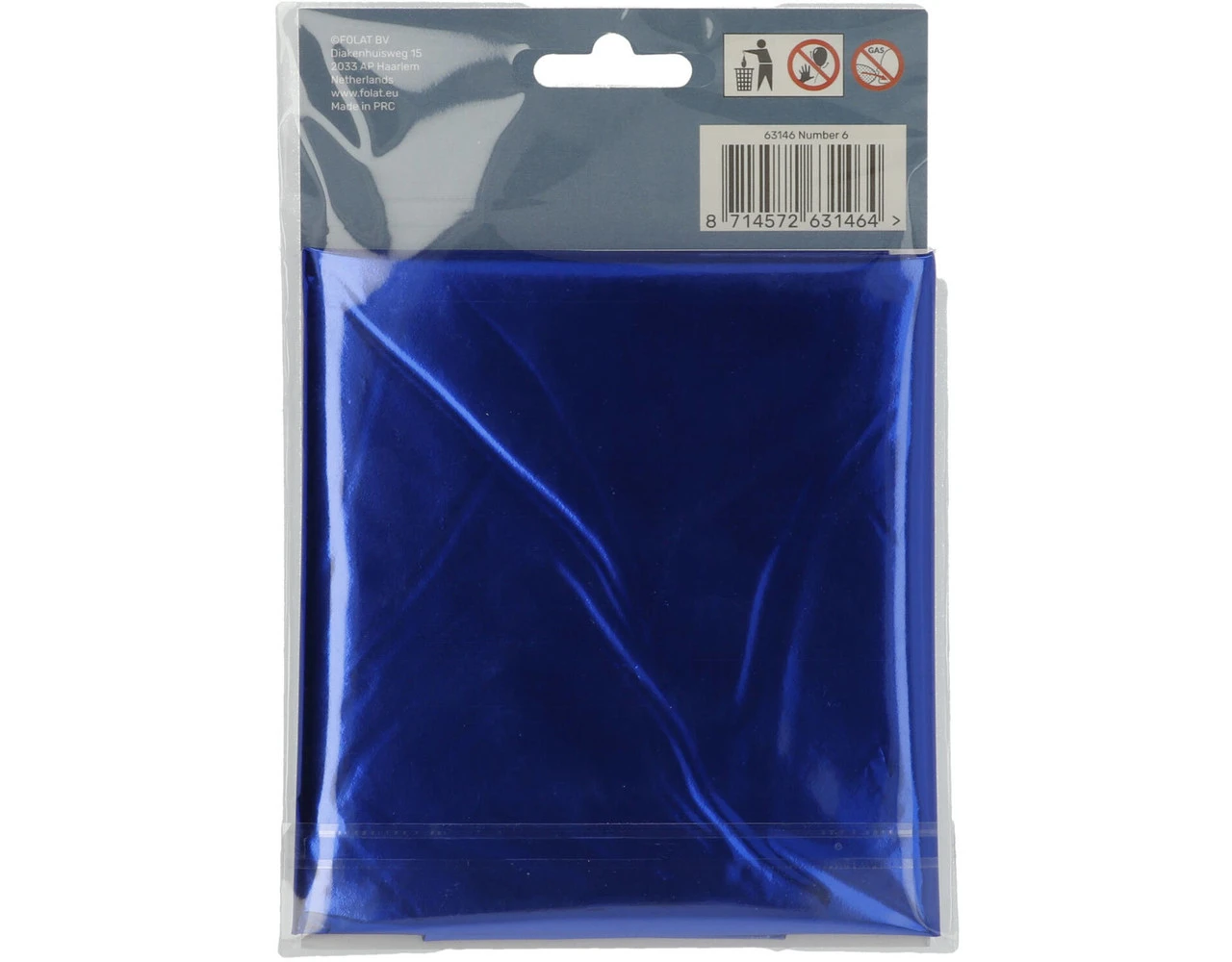 Folie Ballon Cijfer 6 Blauw Metallic XL 86cm Leeg 6 Folie Ballon Cijfer 6 Blauw Metallic XL 86cm Leeg - Afbeelding 4