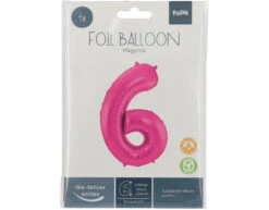 Folie Ballon Cijfer 6 Fuchsia Metallic XL 86cm Leeg -Feestartikelen Winkel folie ballon cijfer 6 fuchsia metallic xl 86cm lee 3