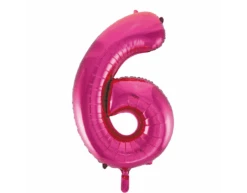 Folie Ballon Cijfer 6 Fuchsia XL 86cm Leeg