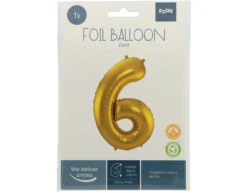 Folie Ballon Cijfer 6 Goud Metallic XL 86cm Leeg -Feestartikelen Winkel folie ballon cijfer 6 goud metallic xl 86cm leeg 2