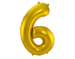 Folie Ballon Cijfer 6 Goud Metallic XL 86cm Leeg