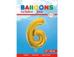 Folie Ballon Cijfer 6 Goud XL 86cm Leeg -Feestartikelen Winkel folie ballon cijfer 6 goud xl 86cm leeg 1
