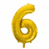 Folie Ballon Cijfer 6 Goud XL 86cm Leeg
