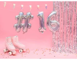 Folie Ballon Cijfer 6 Holografisch 35cm -Feestartikelen Winkel folie ballon cijfer 6 holografisch 35cm 2