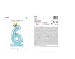 Folie Ballon Cijfer 6 Lichtblauw Standaard Leeg 84cm -Feestartikelen Winkel folie ballon cijfer 6 lichtblauw standaard leeg 84 2