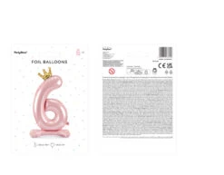 Folie Ballon Cijfer 6 Lichtroze Standaard Leeg 84cm -Feestartikelen Winkel folie ballon cijfer 6 lichtroze standaard leeg 84c 2