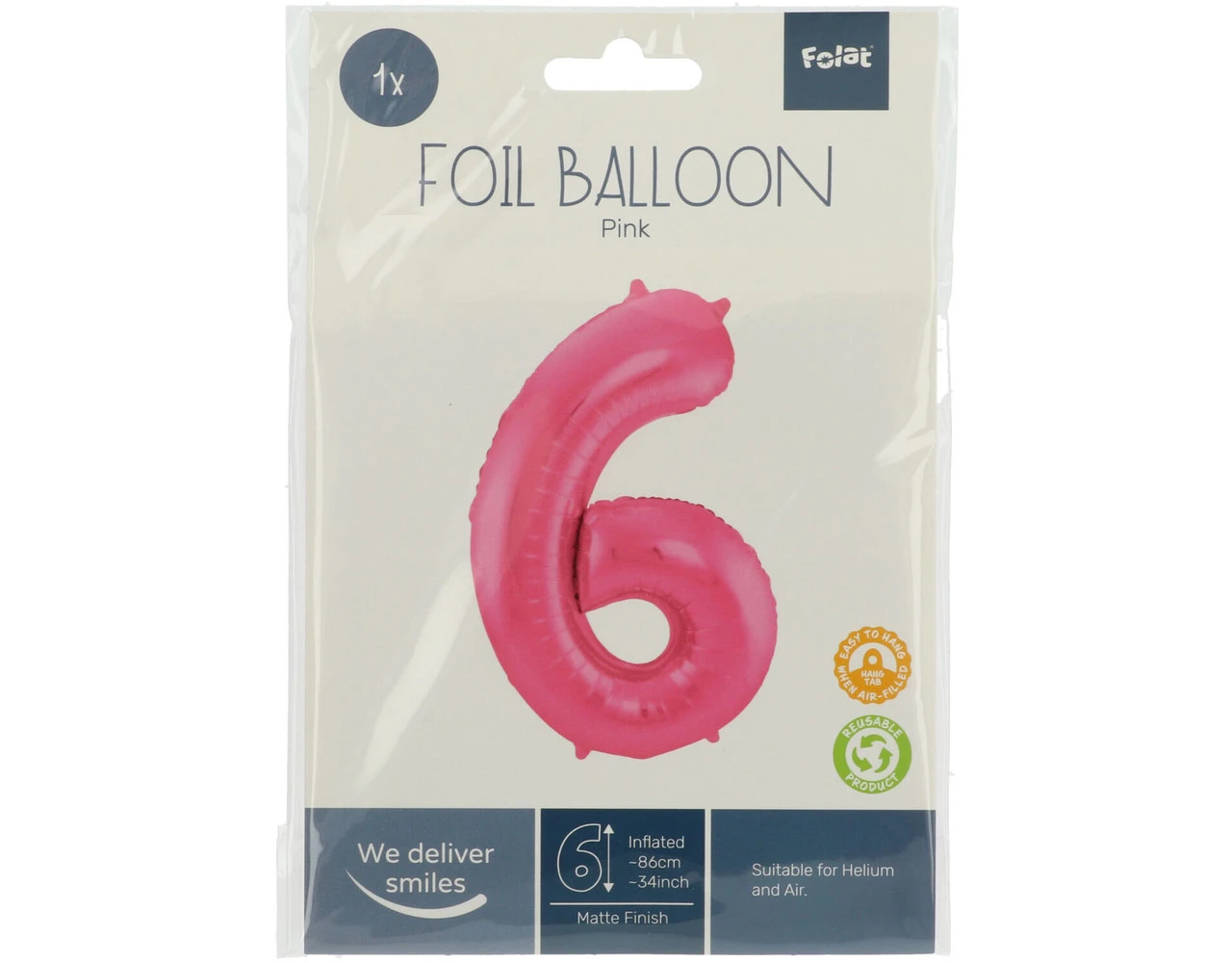 Folie Ballon Cijfer 6 Mat Roze XL 86cm Leeg 5 Folie Ballon Cijfer 6 Mat Roze XL 86cm Leeg - Afbeelding 3