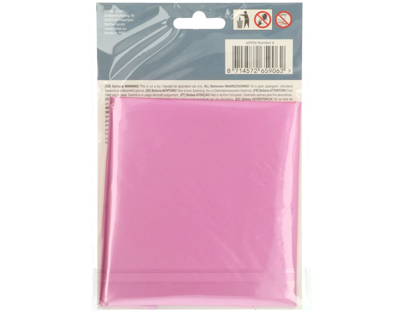 Folie Ballon Cijfer 6 Mat Roze XL 86cm Leeg 6 Folie Ballon Cijfer 6 Mat Roze XL 86cm Leeg - Afbeelding 4