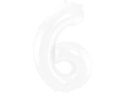 Folie Ballon Cijfer 6 Mat Wit XL 86cm Leeg