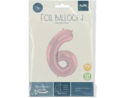 Folie Ballon Cijfer 6 Pastel Roze XL 86cm Leeg -Feestartikelen Winkel folie ballon cijfer 6 pastel roze xl 86cm leeg 1