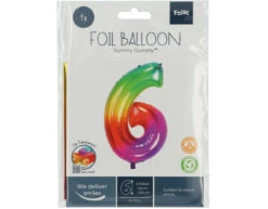 Folie Ballon Cijfer 6 Regenboog XL 81cm Leeg -Feestartikelen Winkel folie ballon cijfer 6 regenboog xl 81cm leeg 3