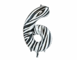 Folie Ballon Cijfer 6 Zebra XL 86cm Leeg