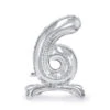 Folie Ballon Cijfer 6 Zilver Standaard Leeg 70cm
