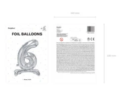Folie Ballon Cijfer 6 Zilver Standaard Leeg 70cm -Feestartikelen Winkel folie ballon cijfer 6 zilver standaard leeg 70cm 2