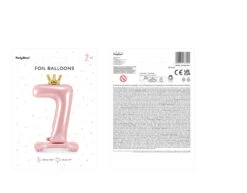 Folie Ballon Cijfer 7 Lichtroze Standaard Leeg 84cm -Feestartikelen Winkel folie ballon cijfer 7 lichtroze standaard leeg 84c 2