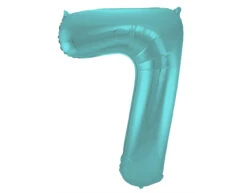 Folie Ballon Cijfer 7 Pastel Mintgroen XL 86cm Leeg