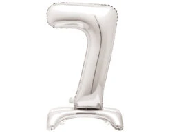 Folie Ballon Cijfer 7 Zilver Standaard 76cm
