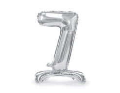 Folie Ballon Cijfer 7 Zilver Standaard Leeg 70cm
