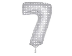 Folie Ballon Cijfer 7 Zilveren Stippen XL 86cm Leeg