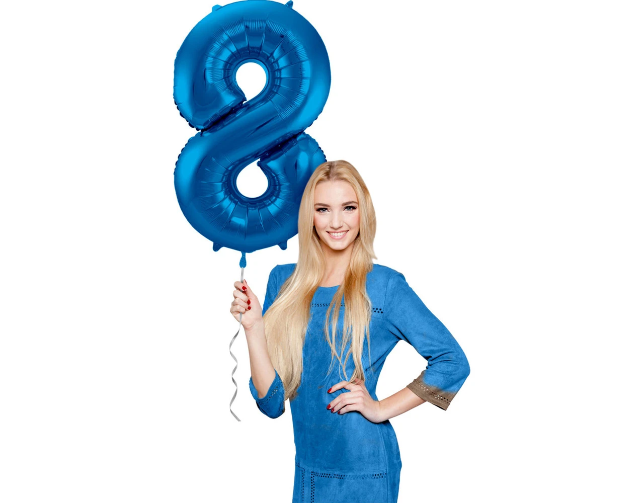 Folie Ballon Cijfer 8 Blauw Metallic XL 86cm Leeg 4 Folie Ballon Cijfer 8 Blauw Metallic XL 86cm Leeg - Afbeelding 2