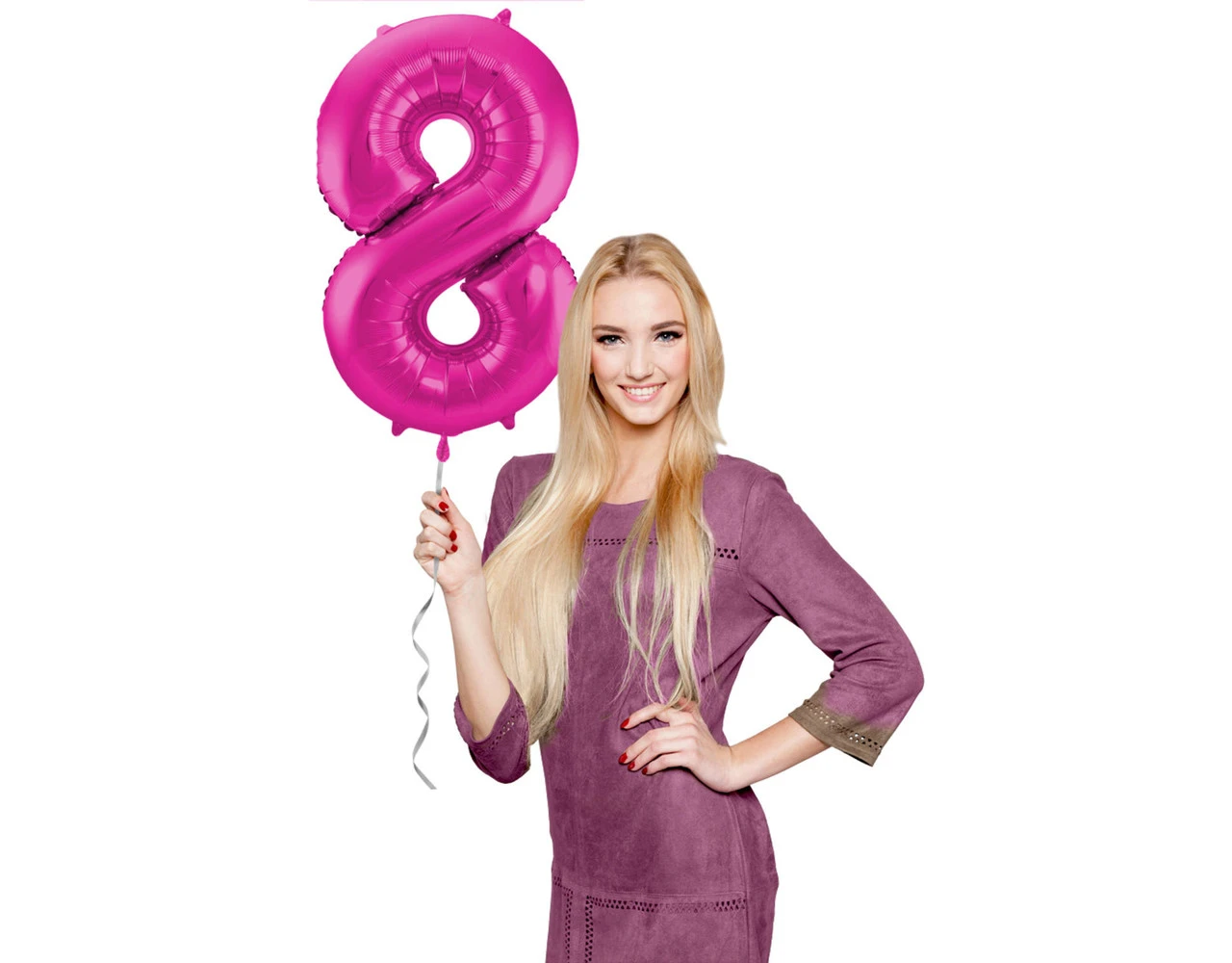 Folie Ballon Cijfer 8 Fuchsia Metallic XL 86cm Leeg 4 Folie Ballon Cijfer 8 Fuchsia Metallic XL 86cm Leeg - Afbeelding 2