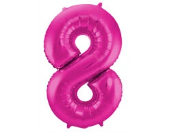 Folie Ballon Cijfer 8 Fuchsia Metallic XL 86cm Leeg