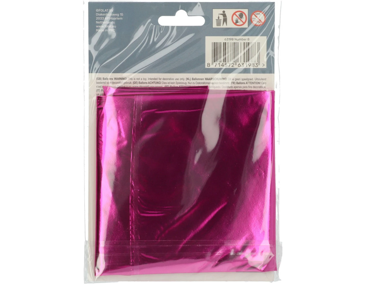 Folie Ballon Cijfer 8 Fuchsia Metallic XL 86cm Leeg 7 Folie Ballon Cijfer 8 Fuchsia Metallic XL 86cm Leeg - Afbeelding 5