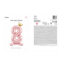 Folie Ballon Cijfer 8 Lichtroze Standaard Leeg 84cm -Feestartikelen Winkel folie ballon cijfer 8 lichtroze standaard leeg 84c 2