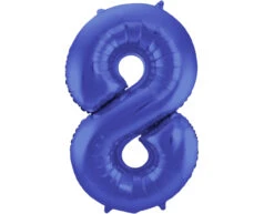 Folie Ballon Cijfer 8 Mat Blauw XL 86cm Leeg