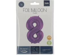 Folie Ballon Cijfer 8 Mat Paars XL 86cm Leeg -Feestartikelen Winkel folie ballon cijfer 8 mat paars xl 86cm leeg 1